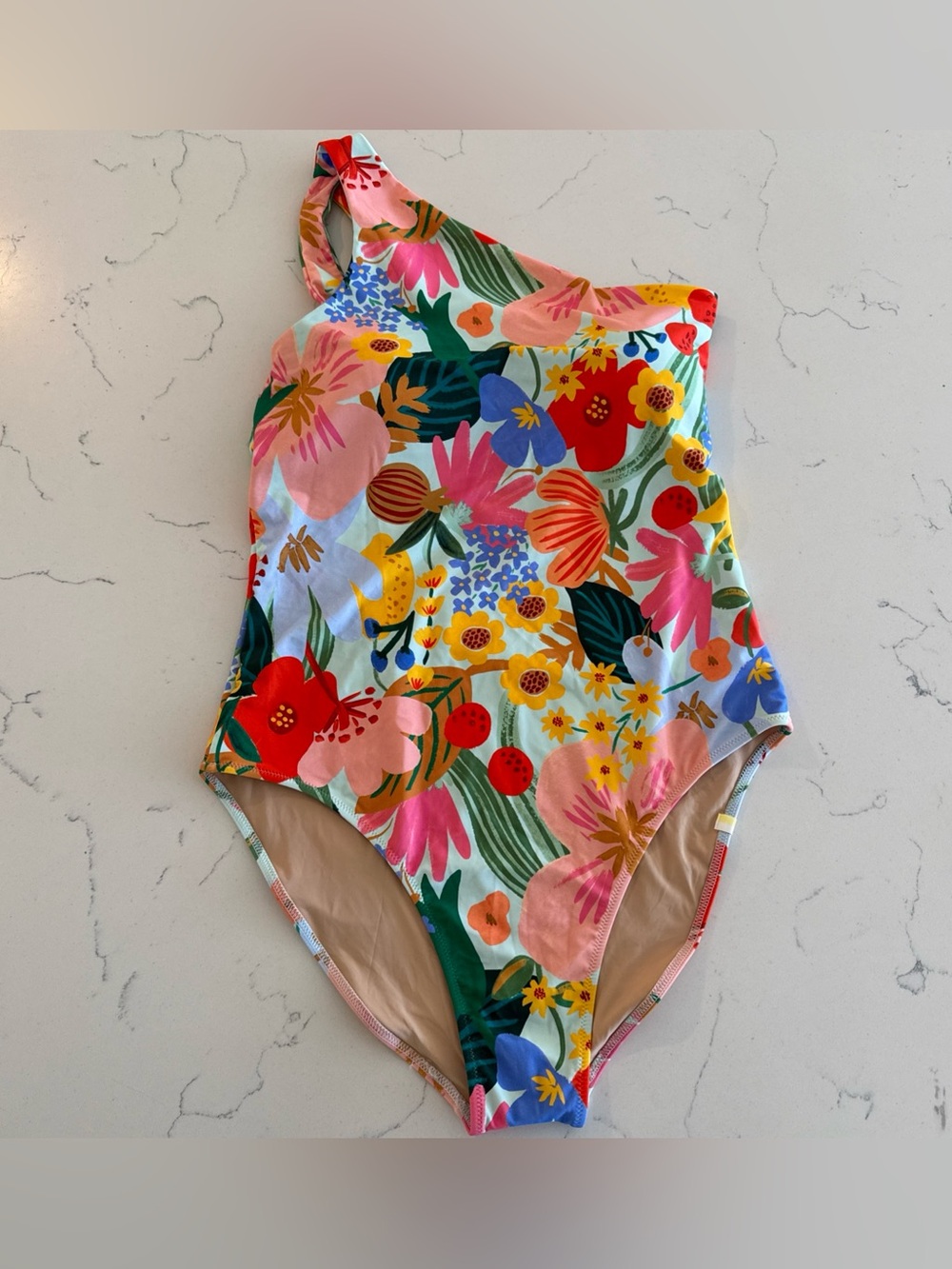 New Summersalt Sidestroke Floral One-piece Swimsuit One shoulder rifle collab